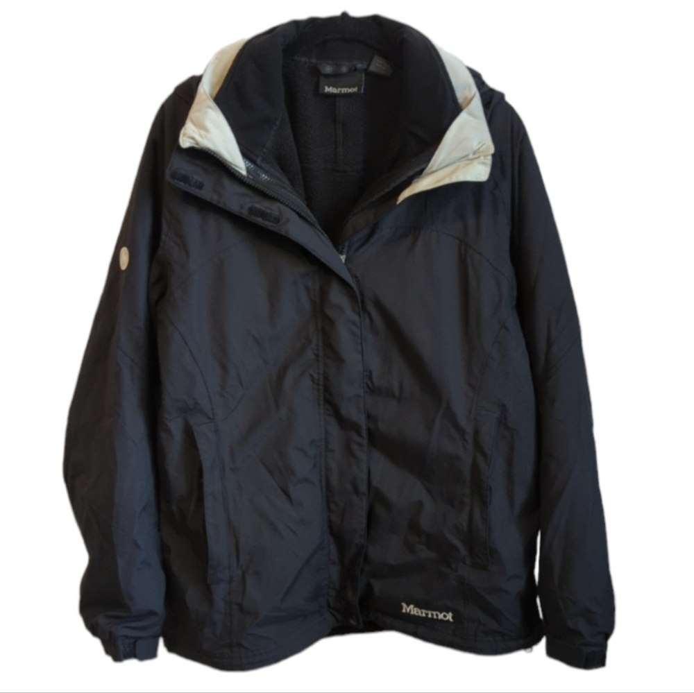 Marmot Ski Snow Jacket Full-zip Black 3-in-1 Fleece Inner Size Medium